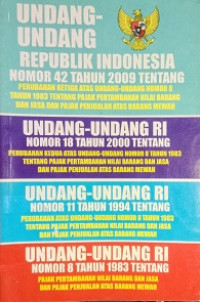 Undang - Undang Republik Indonesia Nomor 42 Tahun 2009 tentang Perubahan Ketiga atas Undang - Undang Nomor 8 Tahun 1983 tentang Pajak Pertambahan Nilai Barang dan Jasa dan Pajak Penjualan atas Barang Mewah